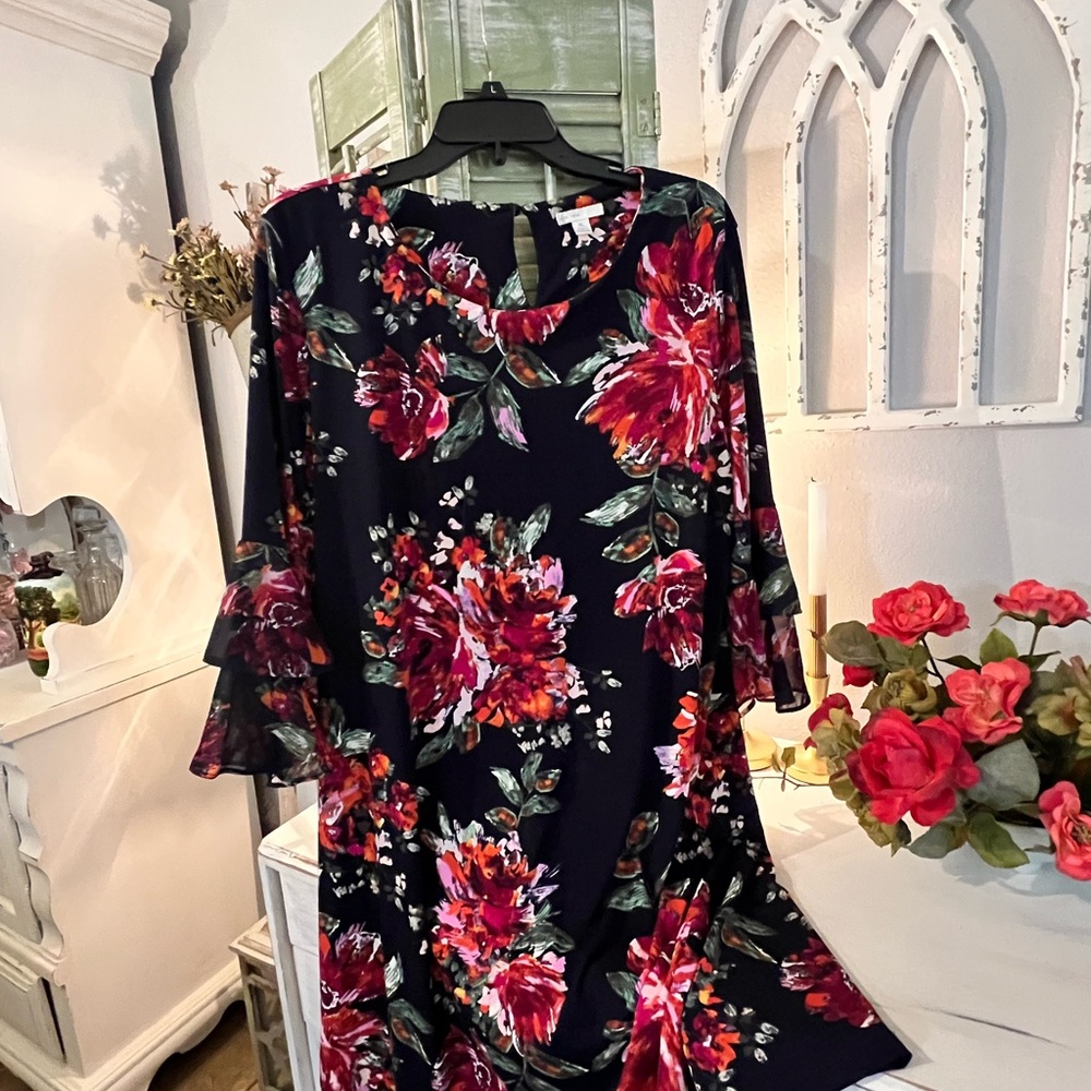 Vibrant Floral Long Sleeve Dress